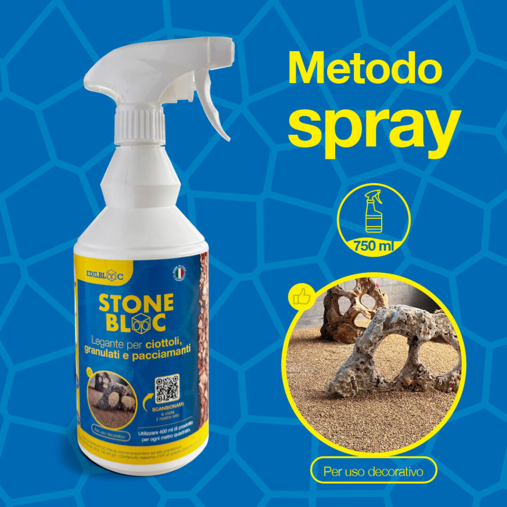 Stonebloc legante spray per ciottoli, granulati e pacciamanti